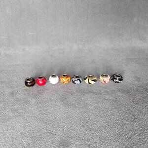8 Murano Glass beads with Sterling Silver for European Charm Bracelet JE-24